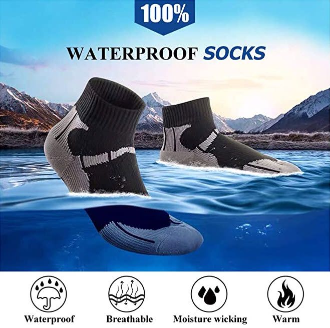 SuMade 100% Waterproof Socks Unisex Men Women Breathable Dry Fit Moisture Wicking Hiking Cycling Kayaking Crew Socks 